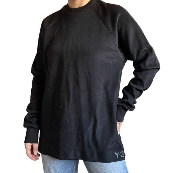 NWT Y-3 Adidas Yohji Yamamoto Mens Black Mesh Crewneck Sweatshirt Sz S - Picture 6 of 8